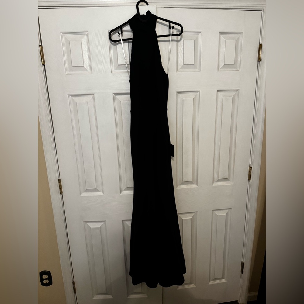 Formal Navy Blue Open Back Maxi dress